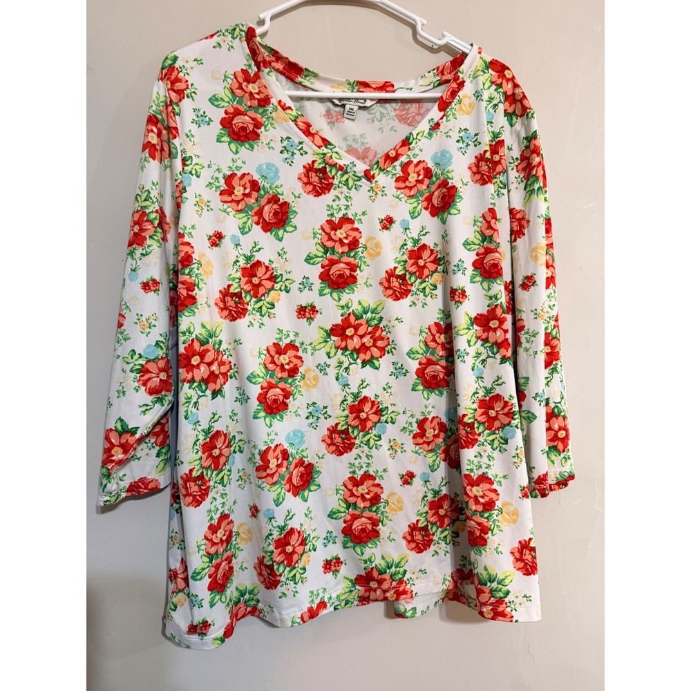The Pioneer Woman Floral Print V Neck Long Sleeve‎ Women's Plus XXL Cottage Boho
